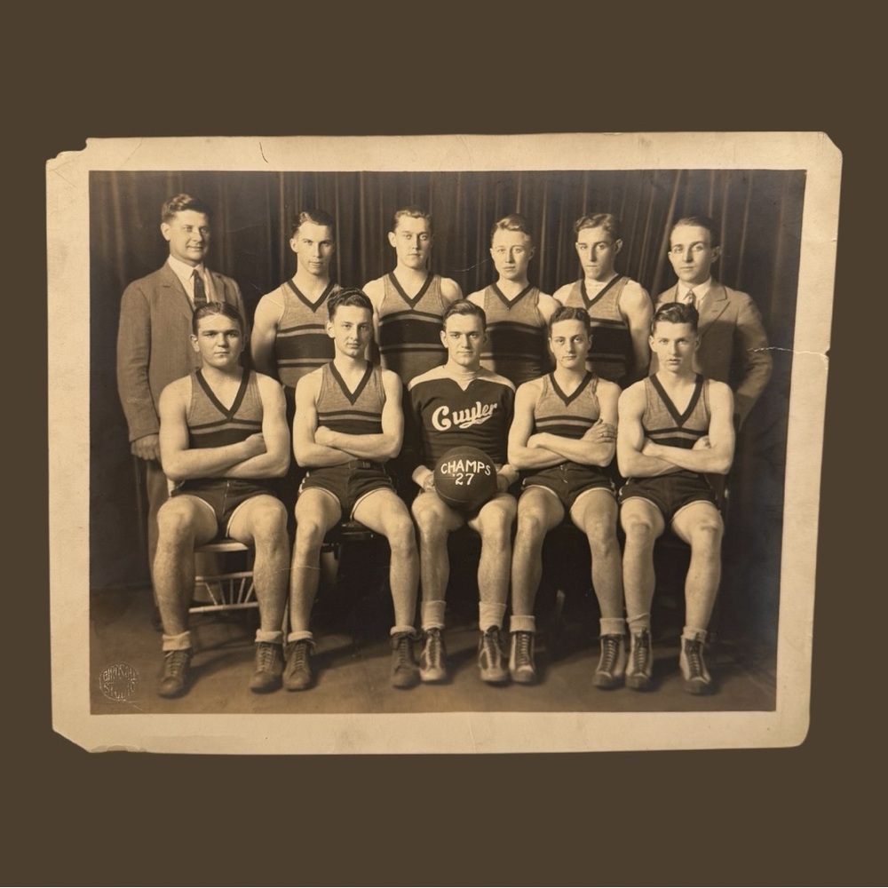 Vintage Men's Basketball Photograph Black and White 1927 Champions Cuyler